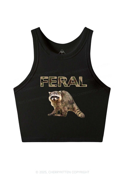 Feral Raccoon Y2K Crop Tank Top Cherrykitten