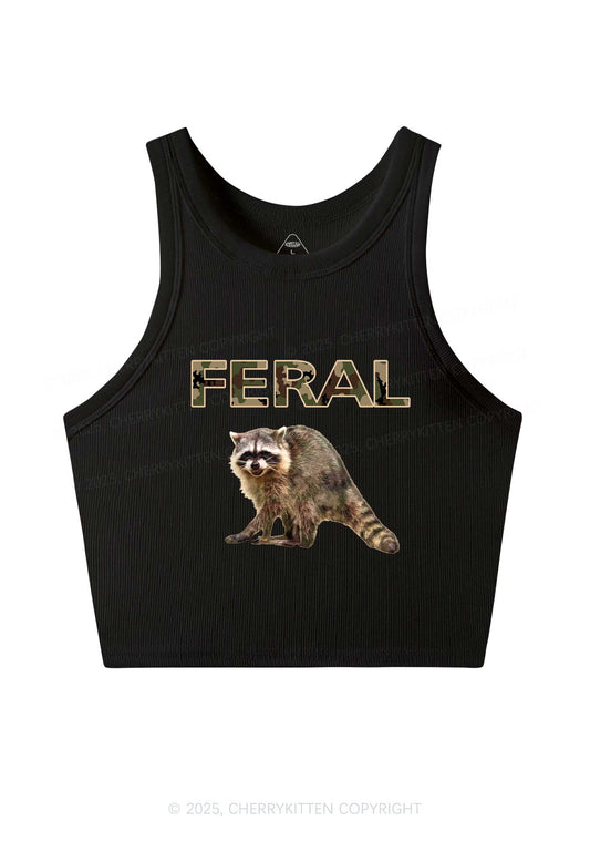Feral Raccoon Y2K Crop Tank Top Cherrykitten