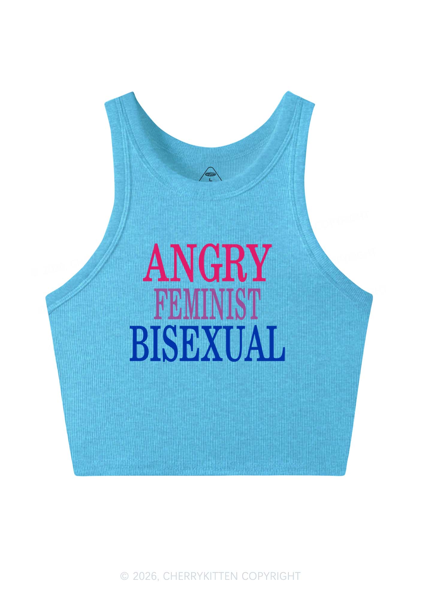 Angry Feminist Bisexual Pride Y2K Crop Tank Top Cherrykitten