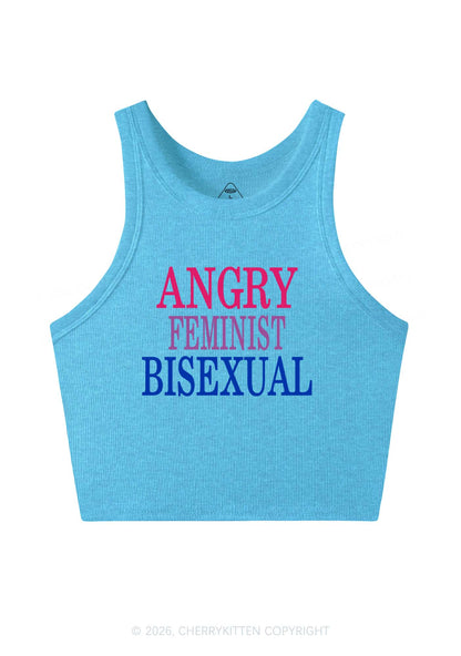 Angry Feminist Bisexual Pride Y2K Crop Tank Top Cherrykitten