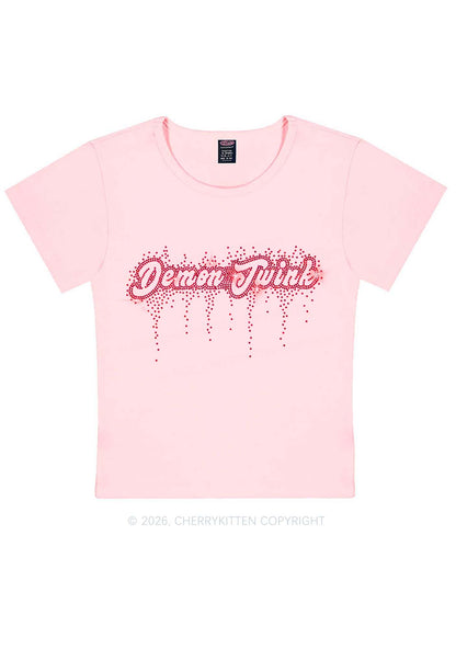 Rhinestone Demon Twink Pride Y2K Baby Tee Cherrykitten