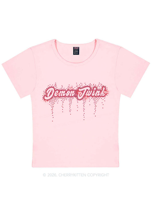 Rhinestone Demon Twink Pride Y2K Baby Tee Cherrykitten