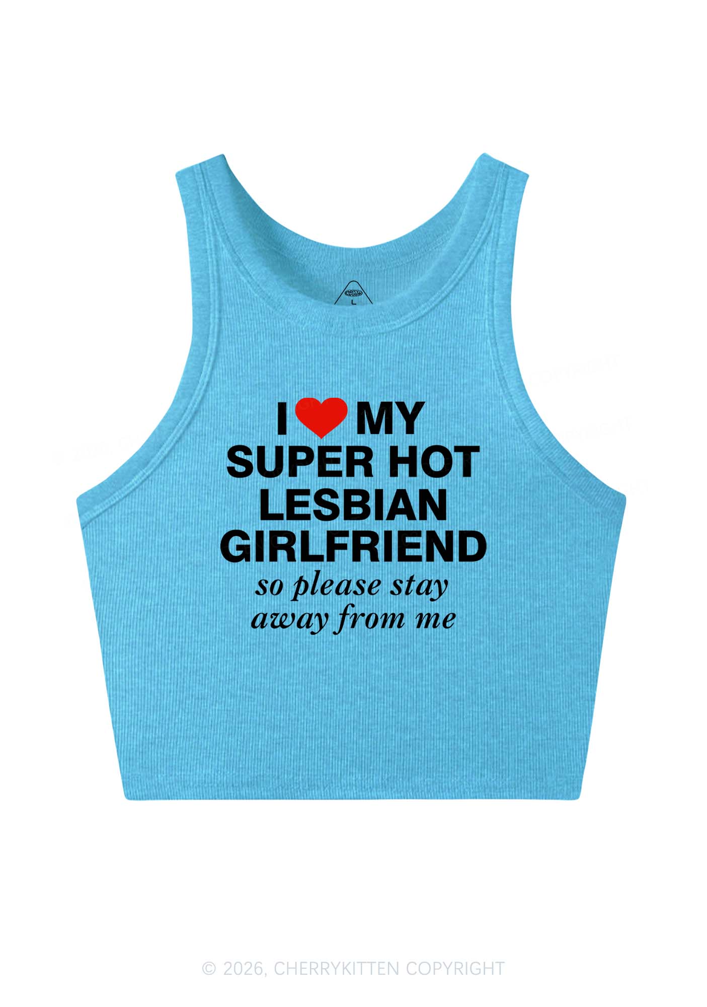 I Love My Super Hot Lesbian GF Pride Y2K Crop Tank Top Cherrykitten