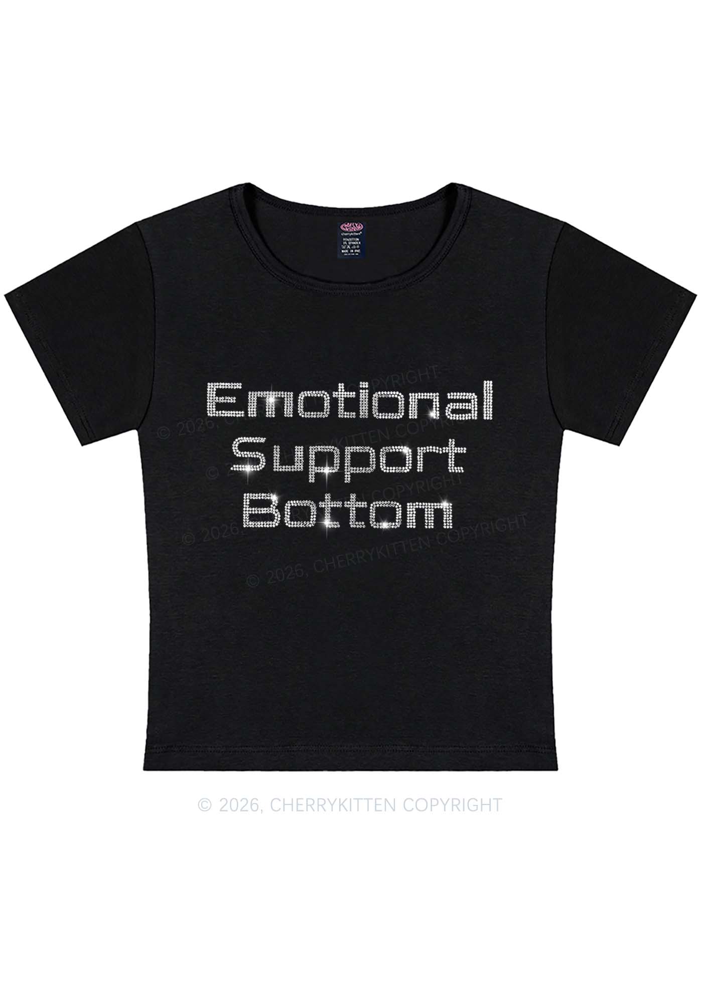 Rhinestone Emotional Support Bottom Pride Y2K Baby Tee Cherrykitten