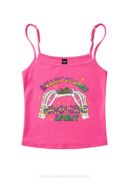 Rollin Up Mardi Gras Spirit Y2K Spaghetti Strap Cami Cherrykitten