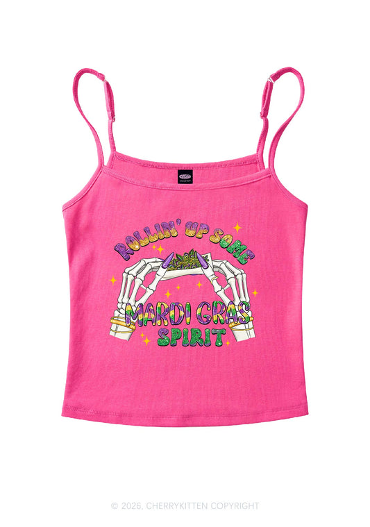 Rollin Up Mardi Gras Spirit Y2K Spaghetti Strap Cami Cherrykitten