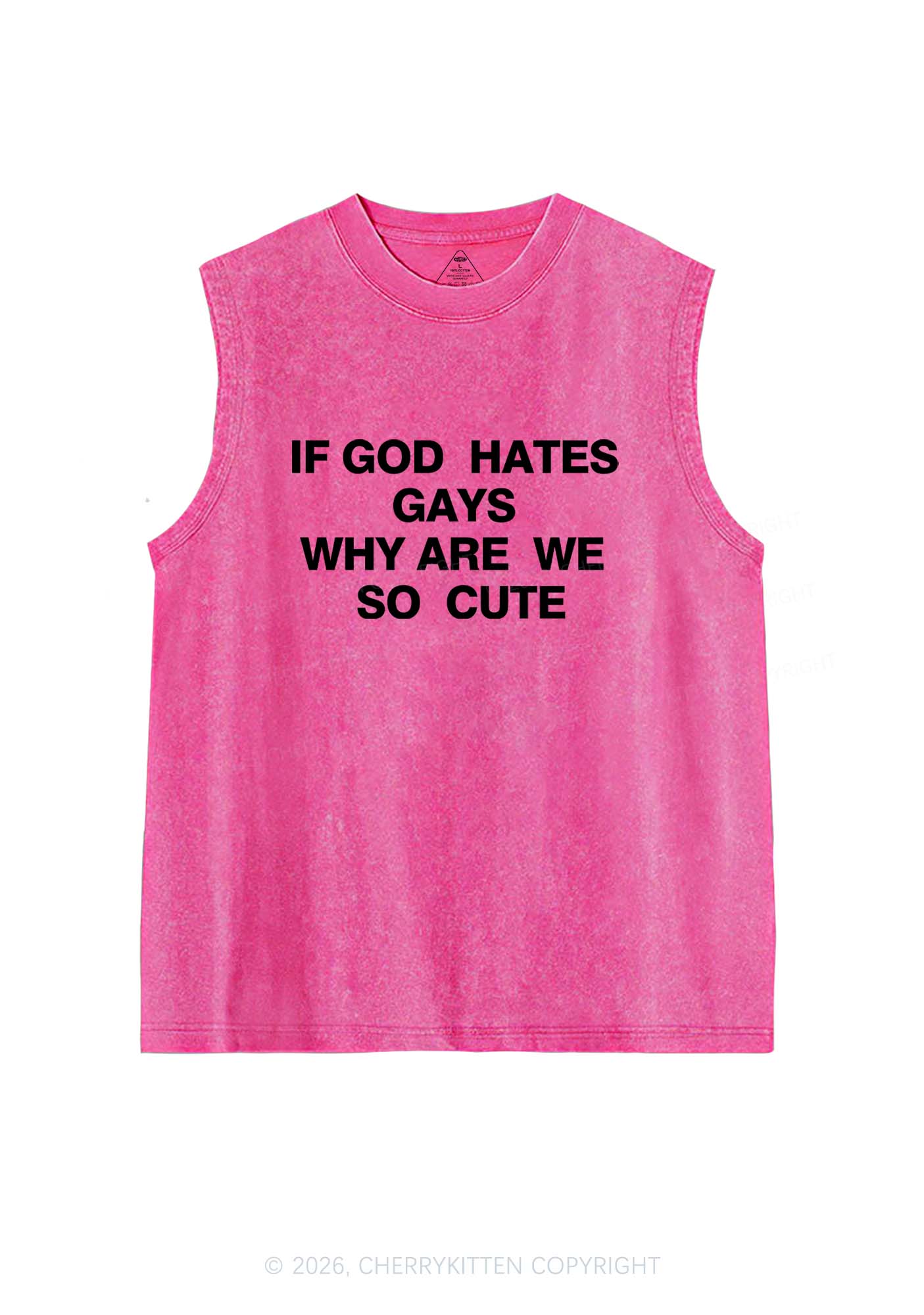 If God Hates Gays Pride Y2K Washed Muscle Tank Cherrykitten