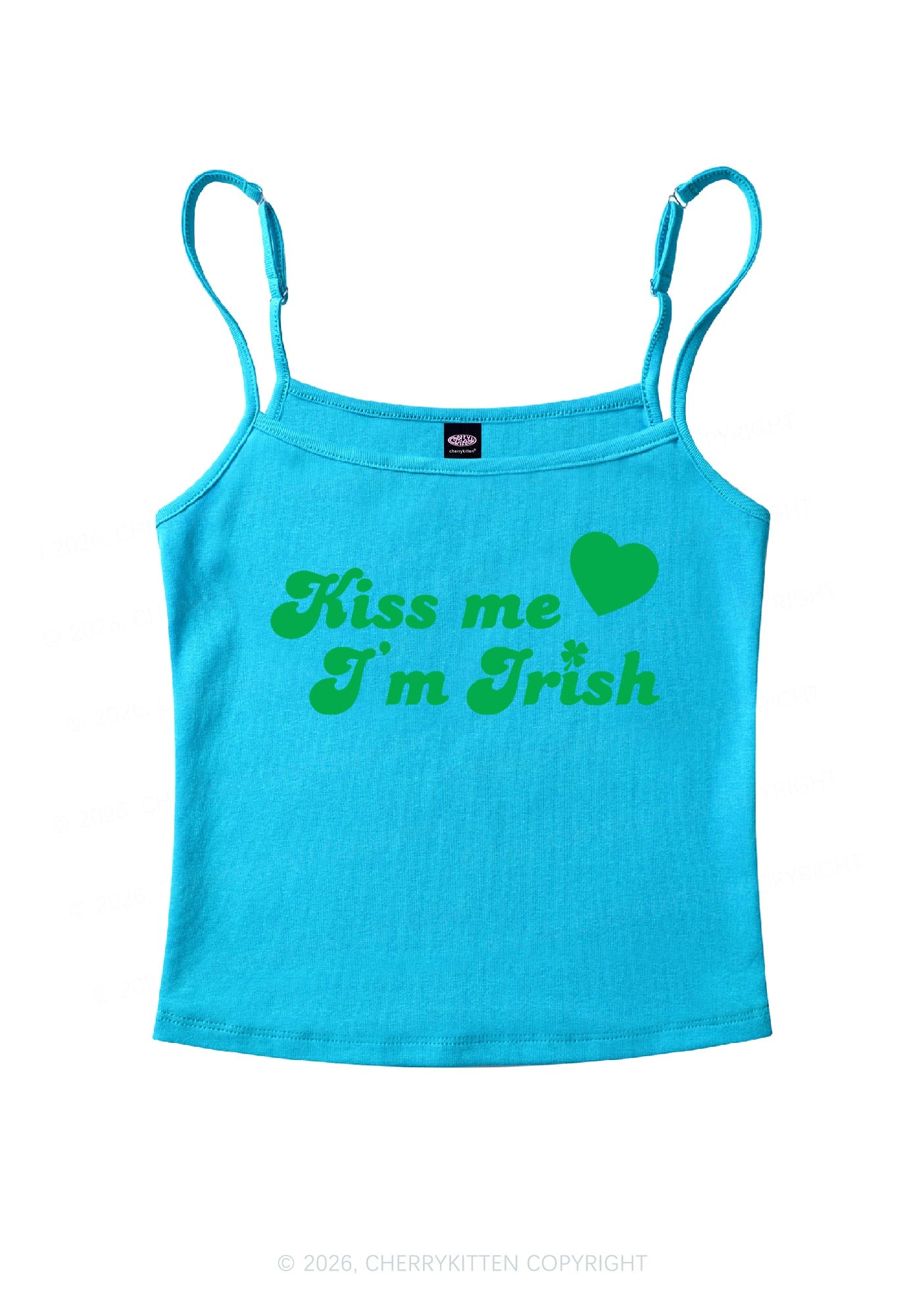 Kiss Me Im Irish St Patricks Y2K Spaghetti Strap Cami Cherrykitten