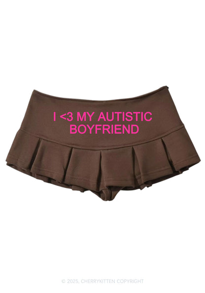 I Love My Autistic BF Valentine's Day Y2K Mini Pleated Skirts Cherrykitten