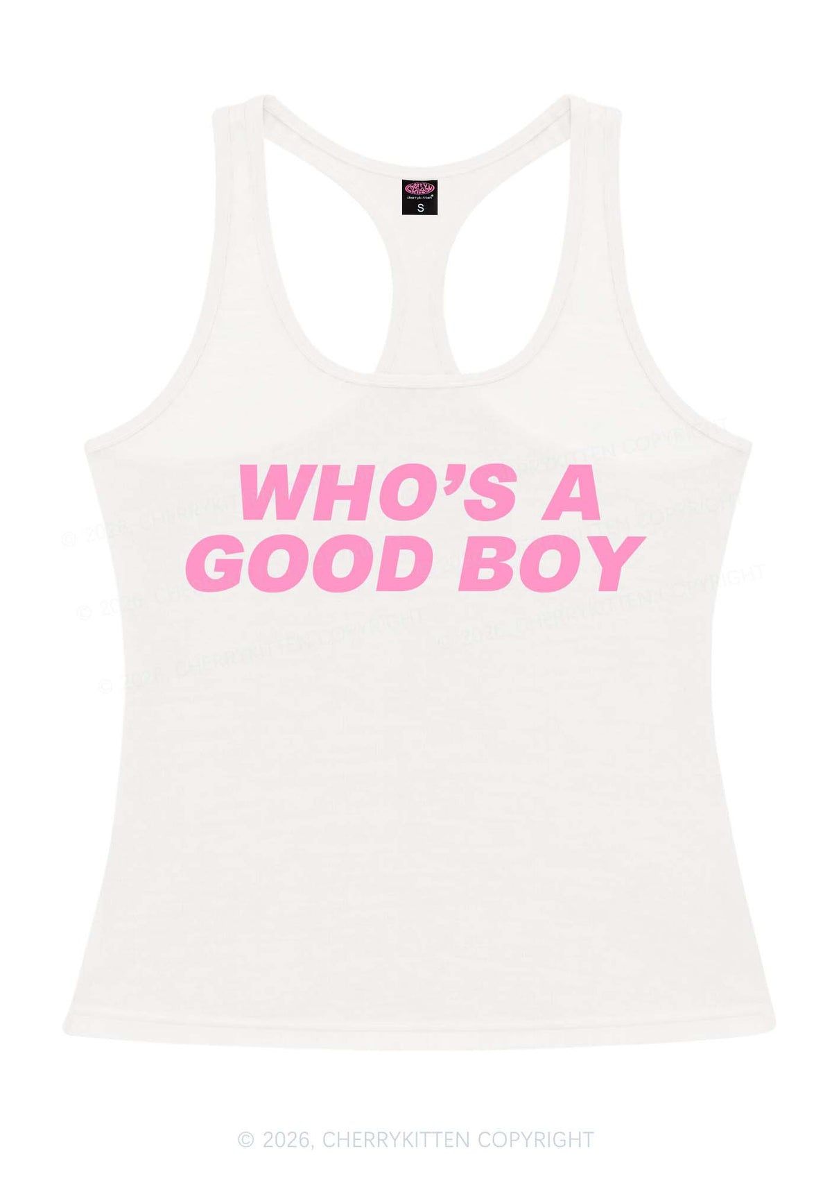 Whos A Good Boy Y2K Women Racerback Tank Top Cherrykitten