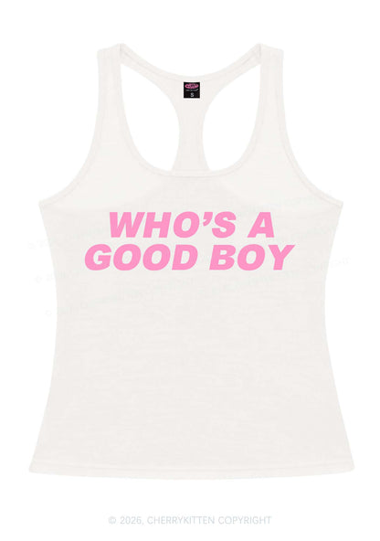 Whos A Good Boy Y2K Women Racerback Tank Top Cherrykitten