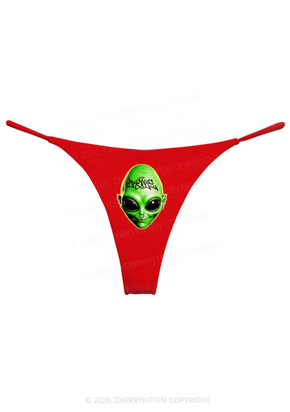 Halloween Green Alien Head Y2K Bikini String Thong Cherrykitten