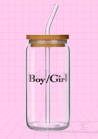 Boy Or Girl Pride Y2K Printed Glass Cup Cherrykitten