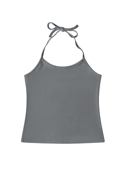 Plain Y2K Halter Neck Cami Cherrykitten