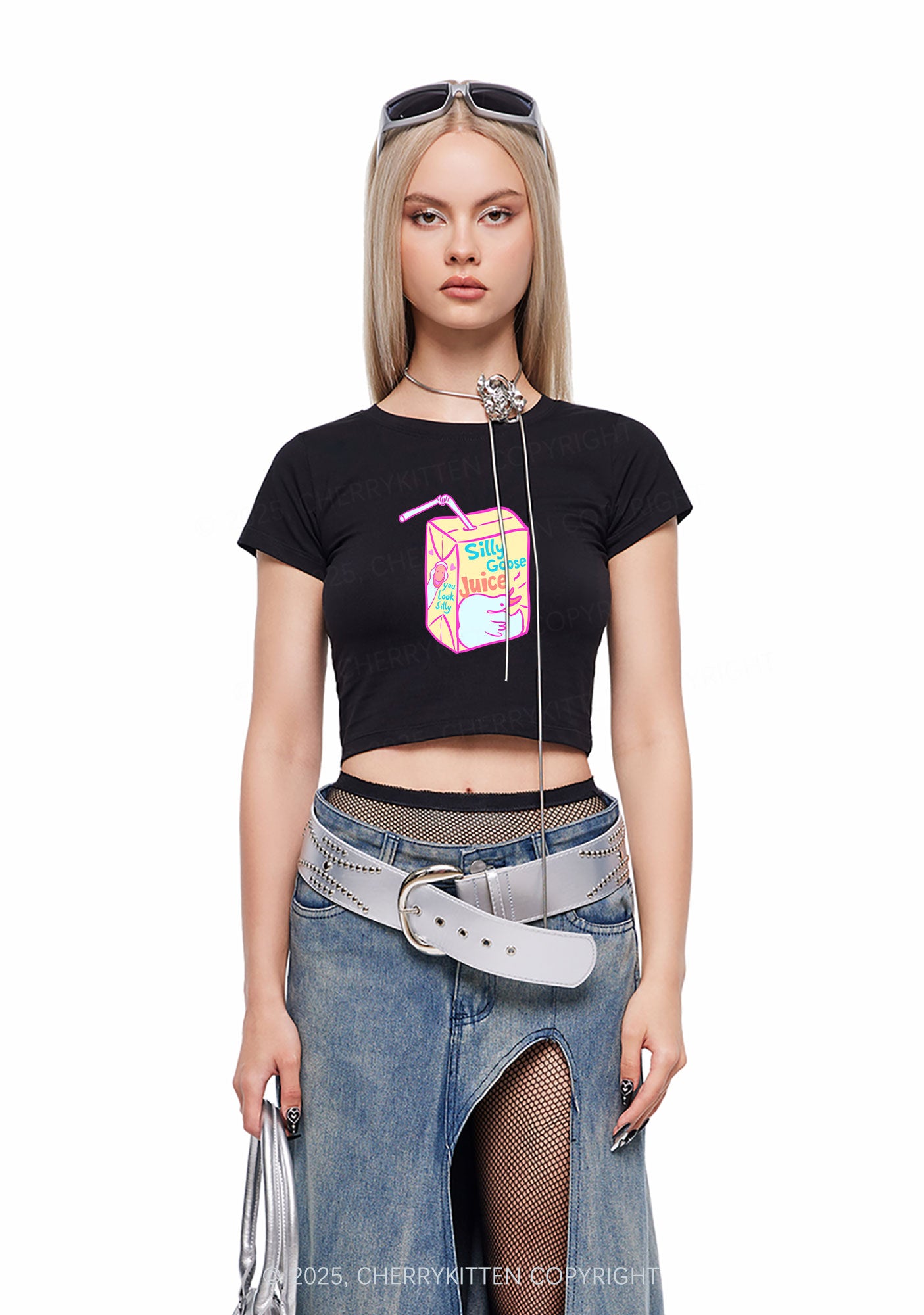 Look Silly Goose Juice Y2K Baby Tee Cherrykitten