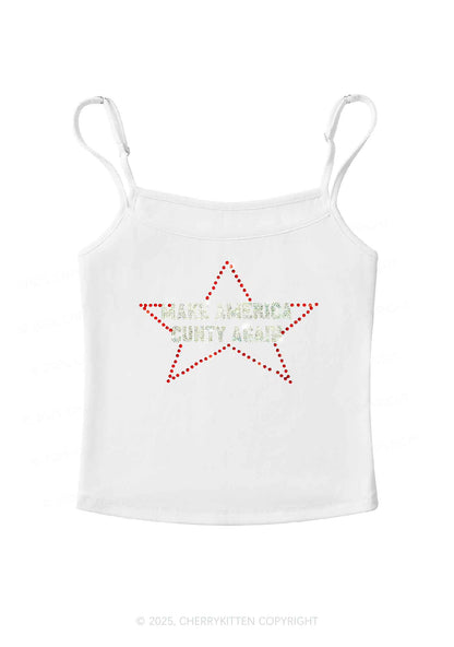 Rhinestone Make America Cxxty Again Y2K Spaghetti Strap Cami Cherrykitten