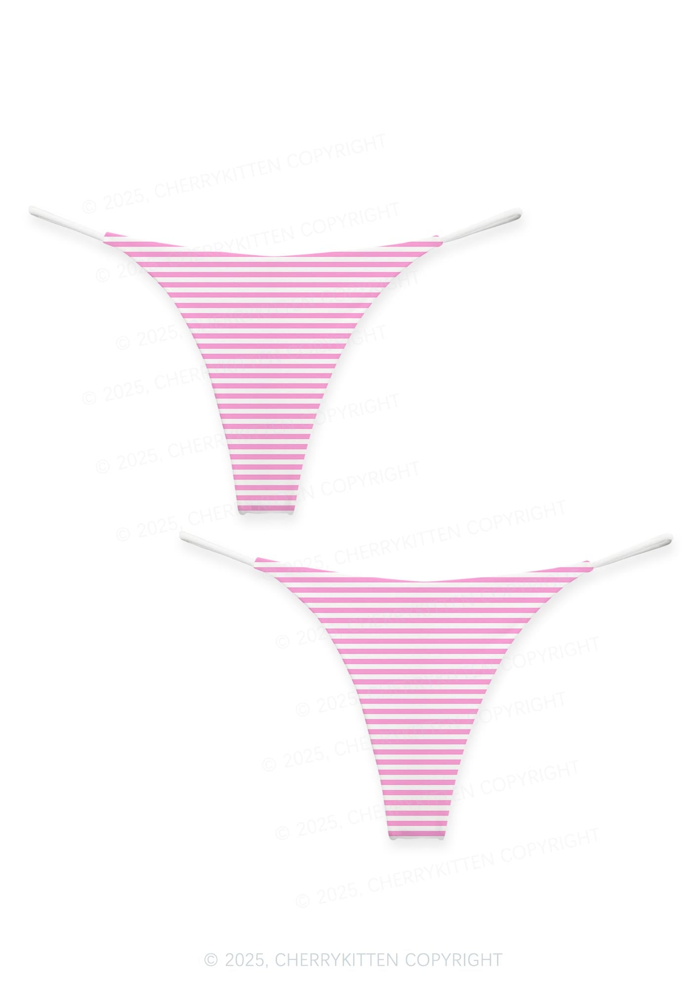 Pink White Stripe Valentine's Day Y2K Print Couples Thong Set Cherrykitten