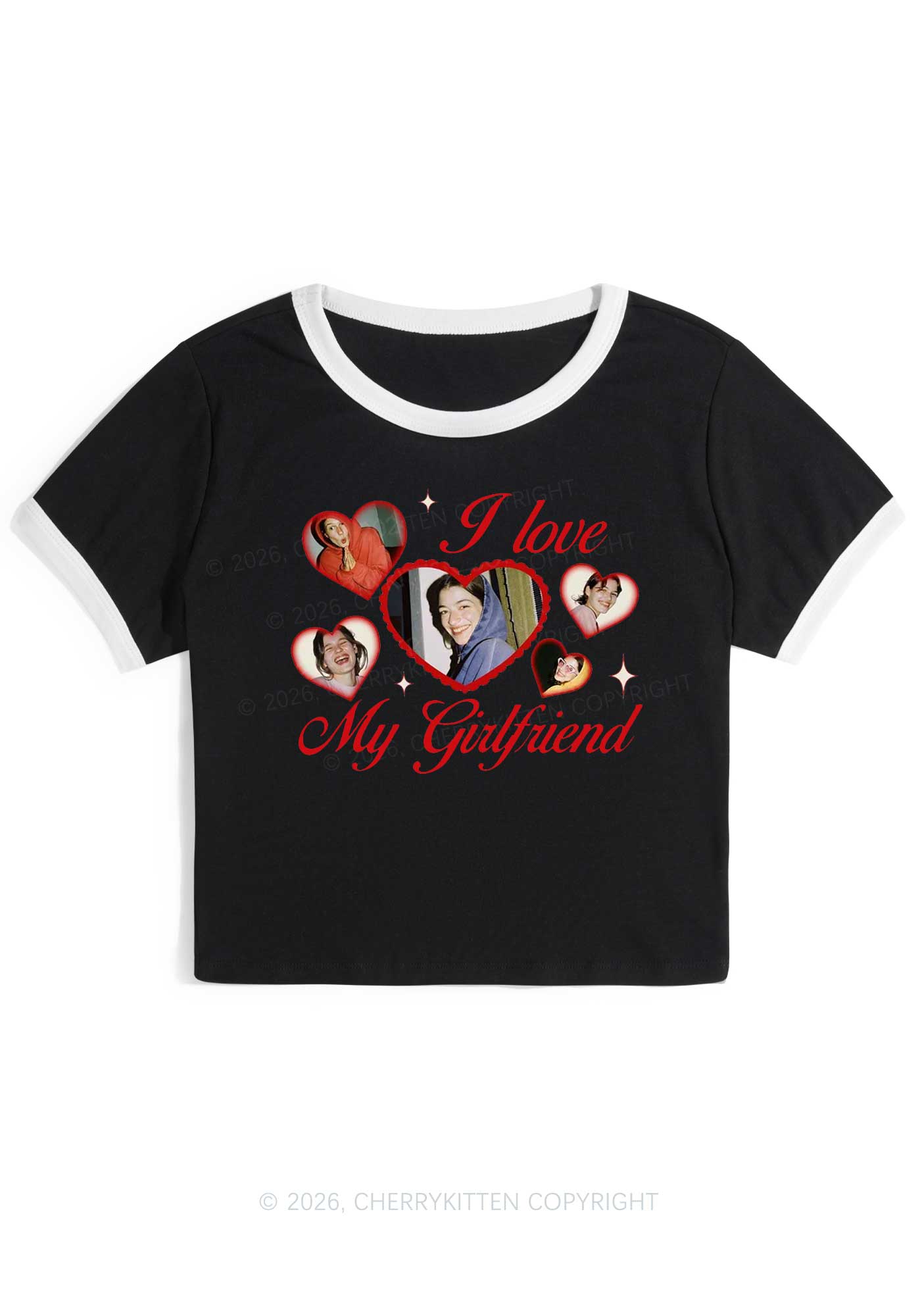 Custom Girlfriend Boyfriend Photos Y2K Ringer Tee Cherrykitten