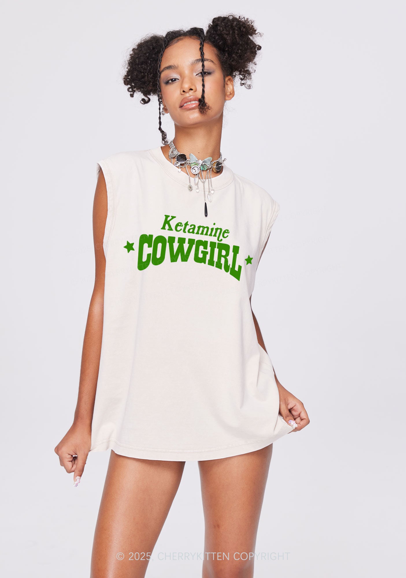 K Star Cowgirl Y2K Washed Muscle Tank Cherrykitten