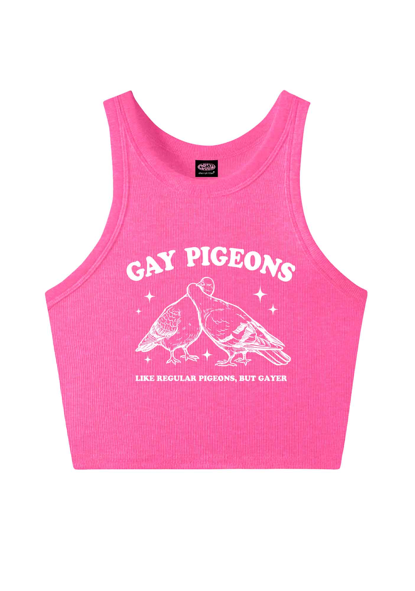 Gay Pigeons Kissing Pride Y2K Crop Tank Top Cherrykitten
