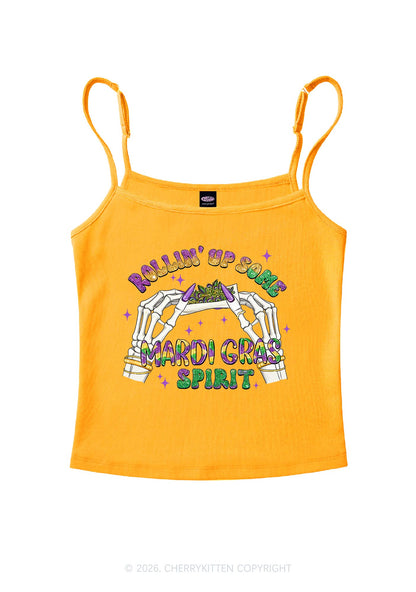 Rollin Up Mardi Gras Spirit Y2K Spaghetti Strap Cami Cherrykitten