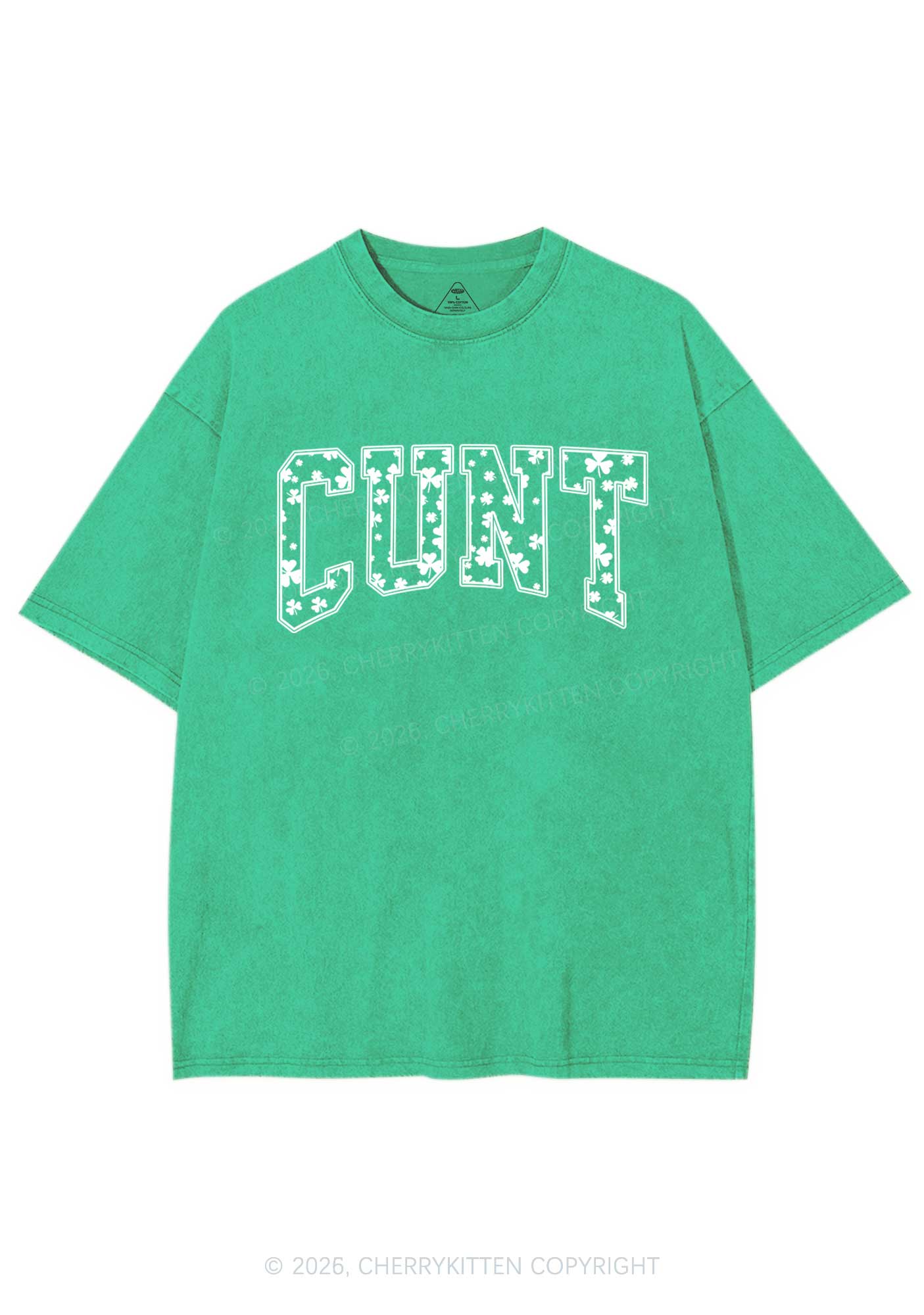 Green Cxxt St Patricks Y2K Washed Tee Cherrykitten