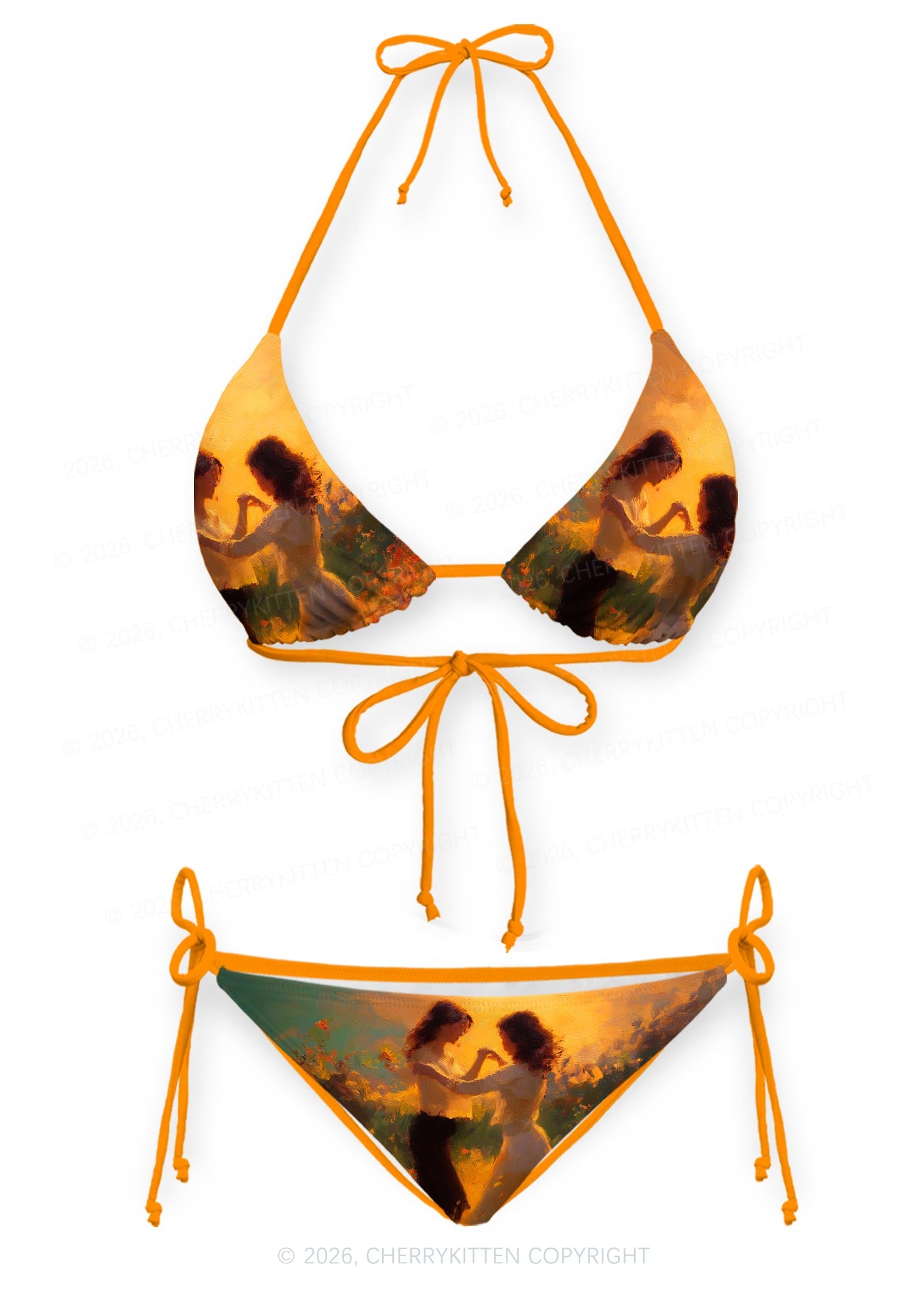 Lesbian Couple Dancing Pride Y2K Print Bikini Set Cherrykitten
