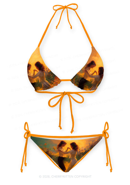 Lesbian Couple Dancing Pride Y2K Print Bikini Set Cherrykitten