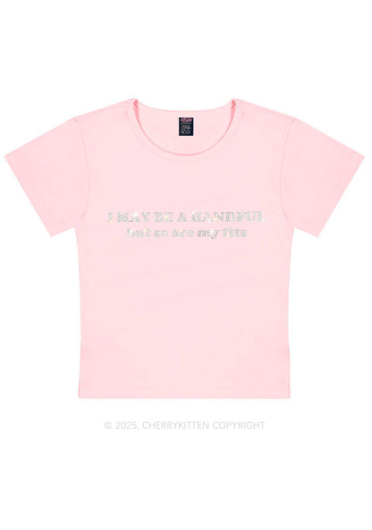 Rhinestone I May Be A Handful Y2K Baby Tee Cherrykitten