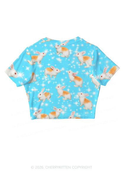 Orange Spotted Bunny Y2K Mesh Crop Top Cherrykitten