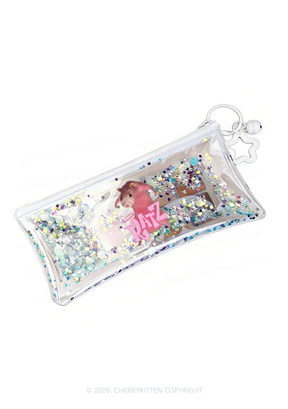 Pink Ratz Y2K Quicksand Transparent Pencil Pouch Cherrykitten