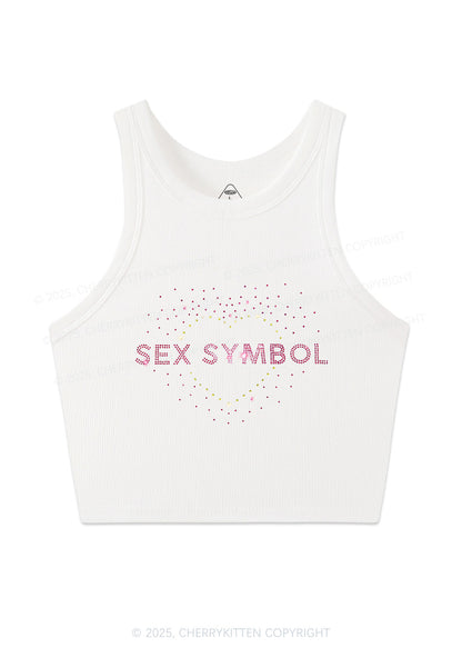 Rhinestone Sx Symbol Y2K Crop Tank Top Cherrykitten