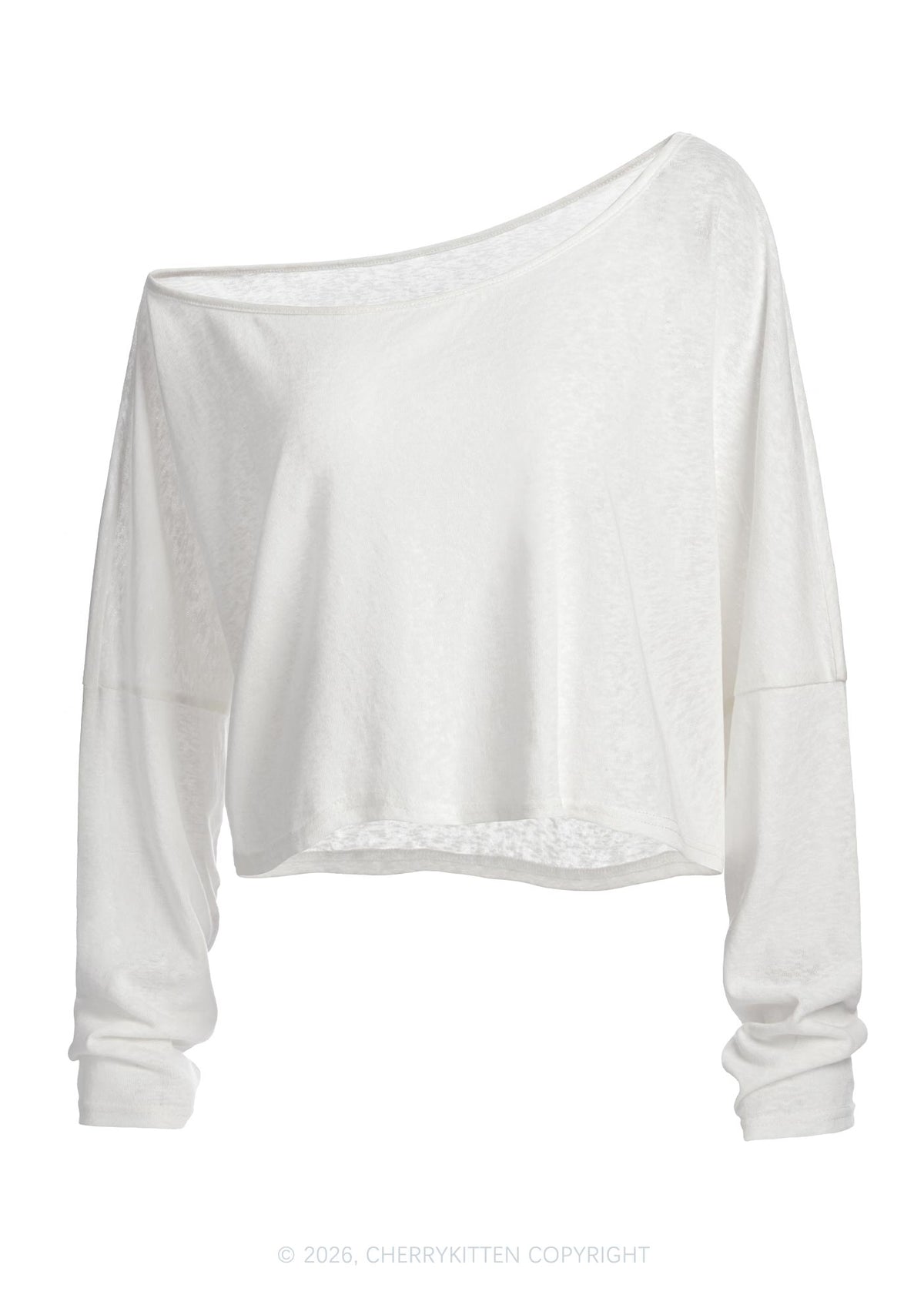 Plain Y2K Off Shoulder Long Sleeve Crop Top Cherrykitten