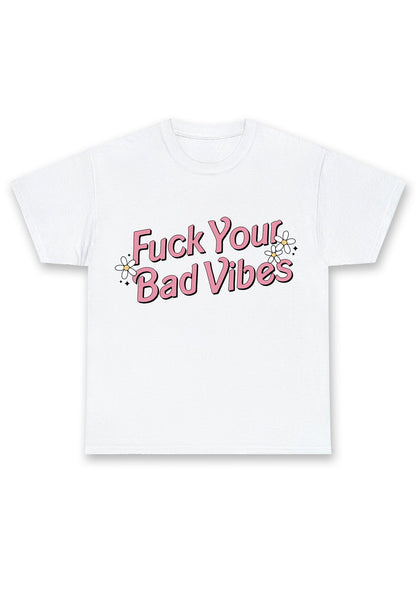 Fxxk Your Bad Vibes Flowers Stars Chunky Shirt