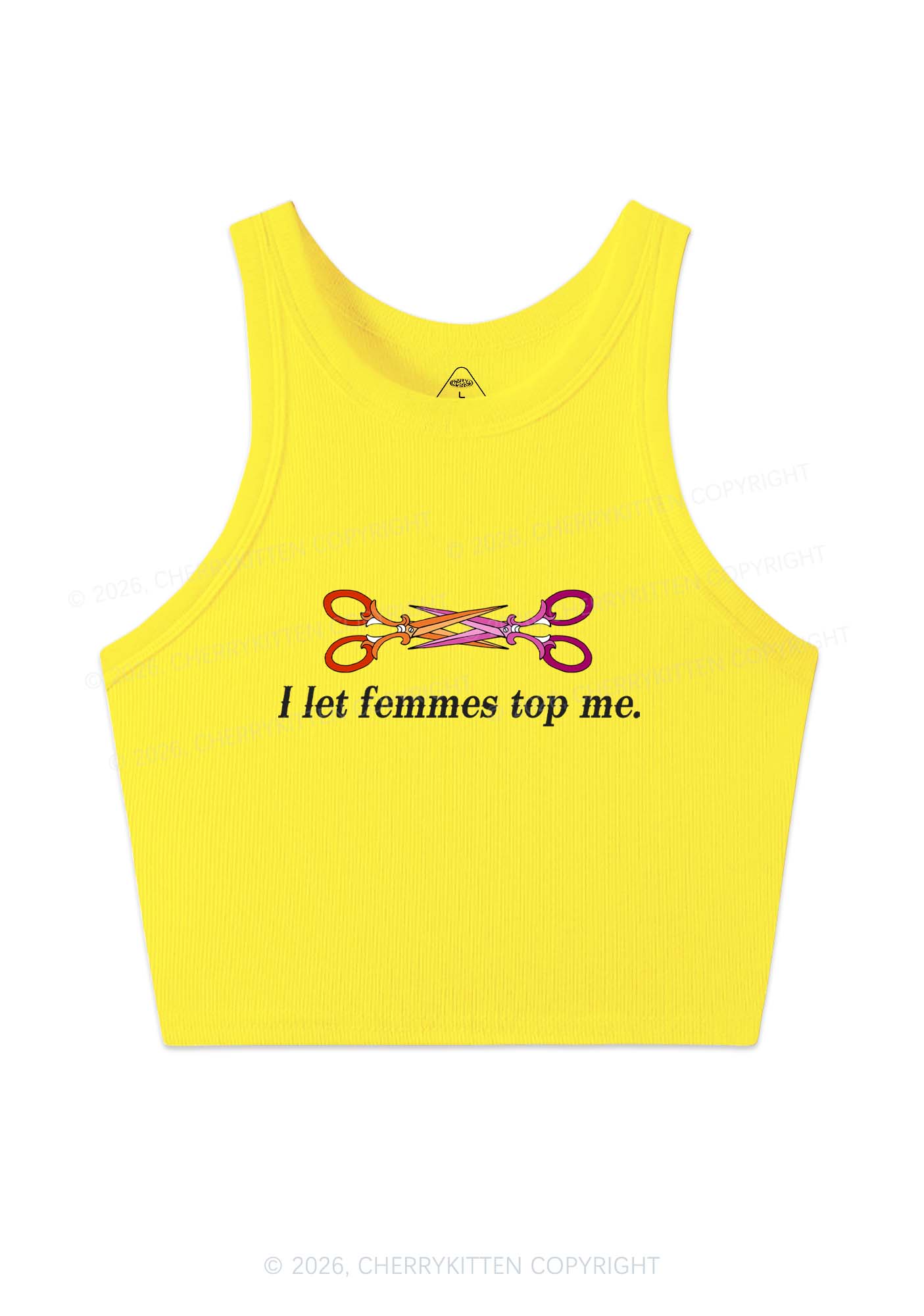 I Let Femmes Top Me Scissors Pride Y2K Crop Tank Top Cherrykitten