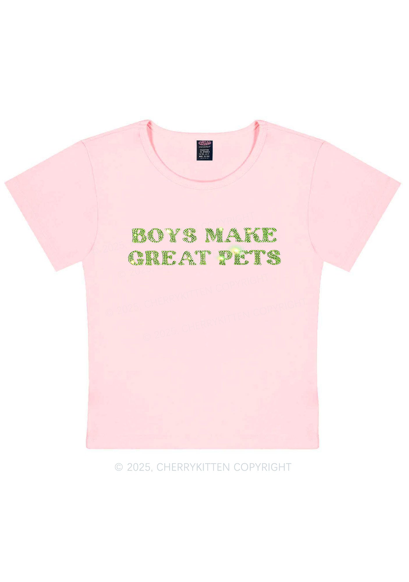 Rhinestone Boys Make Gr8 Pets Y2K Baby Tee Cherrykitten