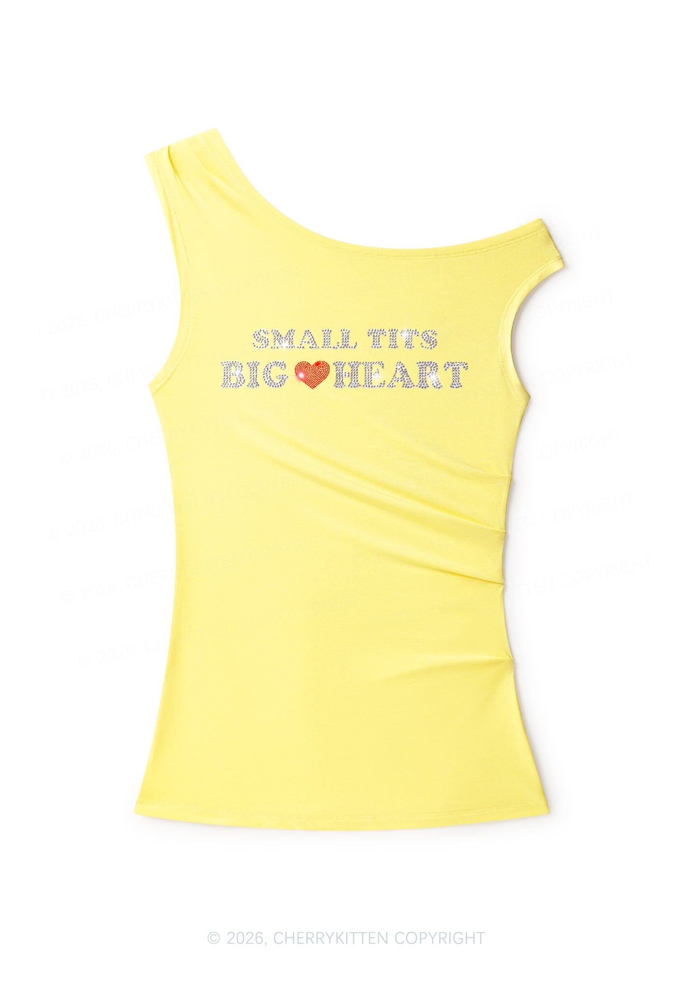 Rhinestone Big Heart Y2K Off Shoulder Tank Top Cherrykitten