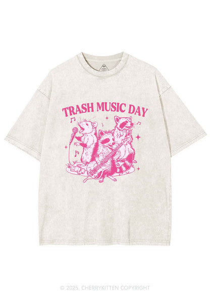Trash Music Day Y2K Shirts Washed Tee Cherrykitten