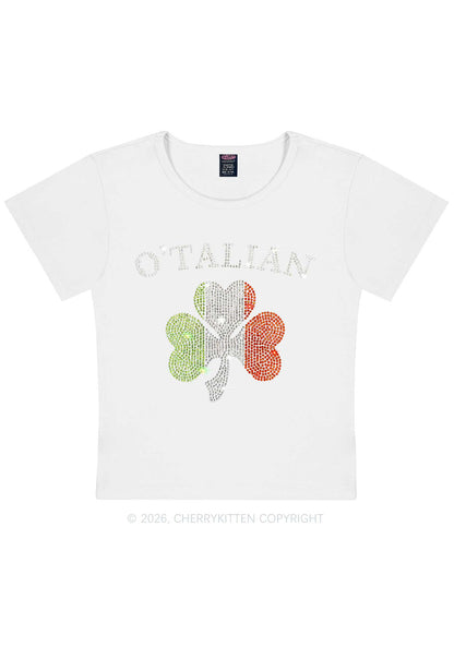 Rhinestone Otalian St Patricks Y2K Baby Tee Cherrykitten
