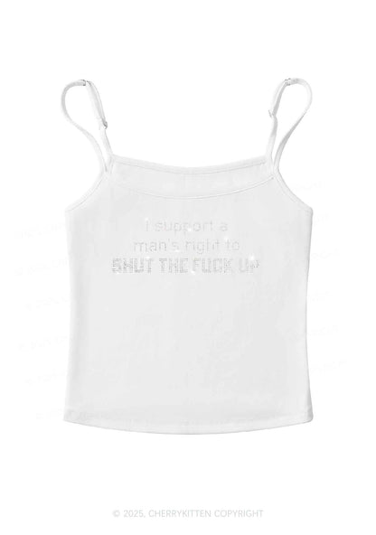 Rhinestone I Support A Mans Right Y2K Spaghetti Strap Cami Cherrykitten