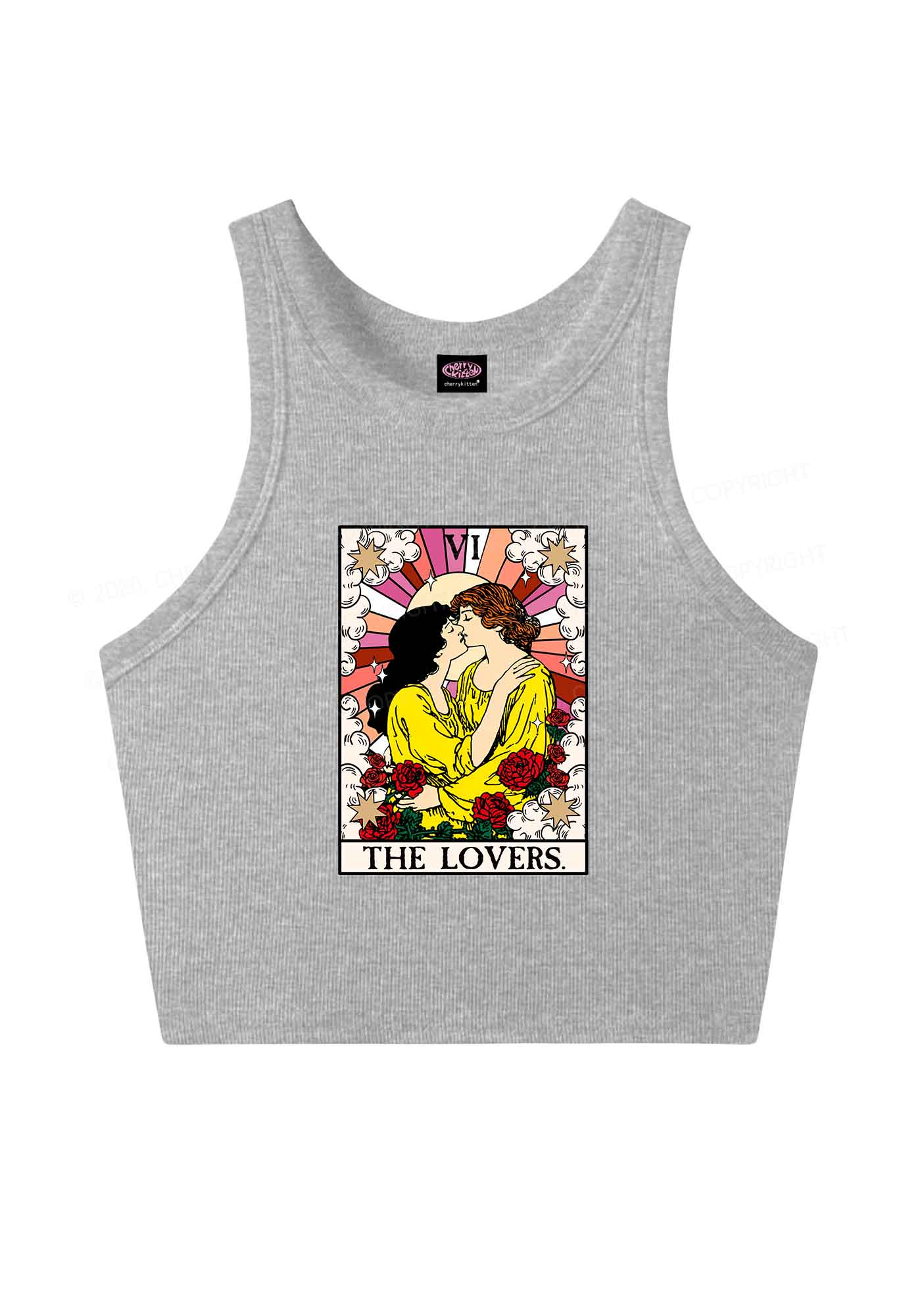 Kissing Lesbians Pride Y2K Crop Tank Top Cherrykitten