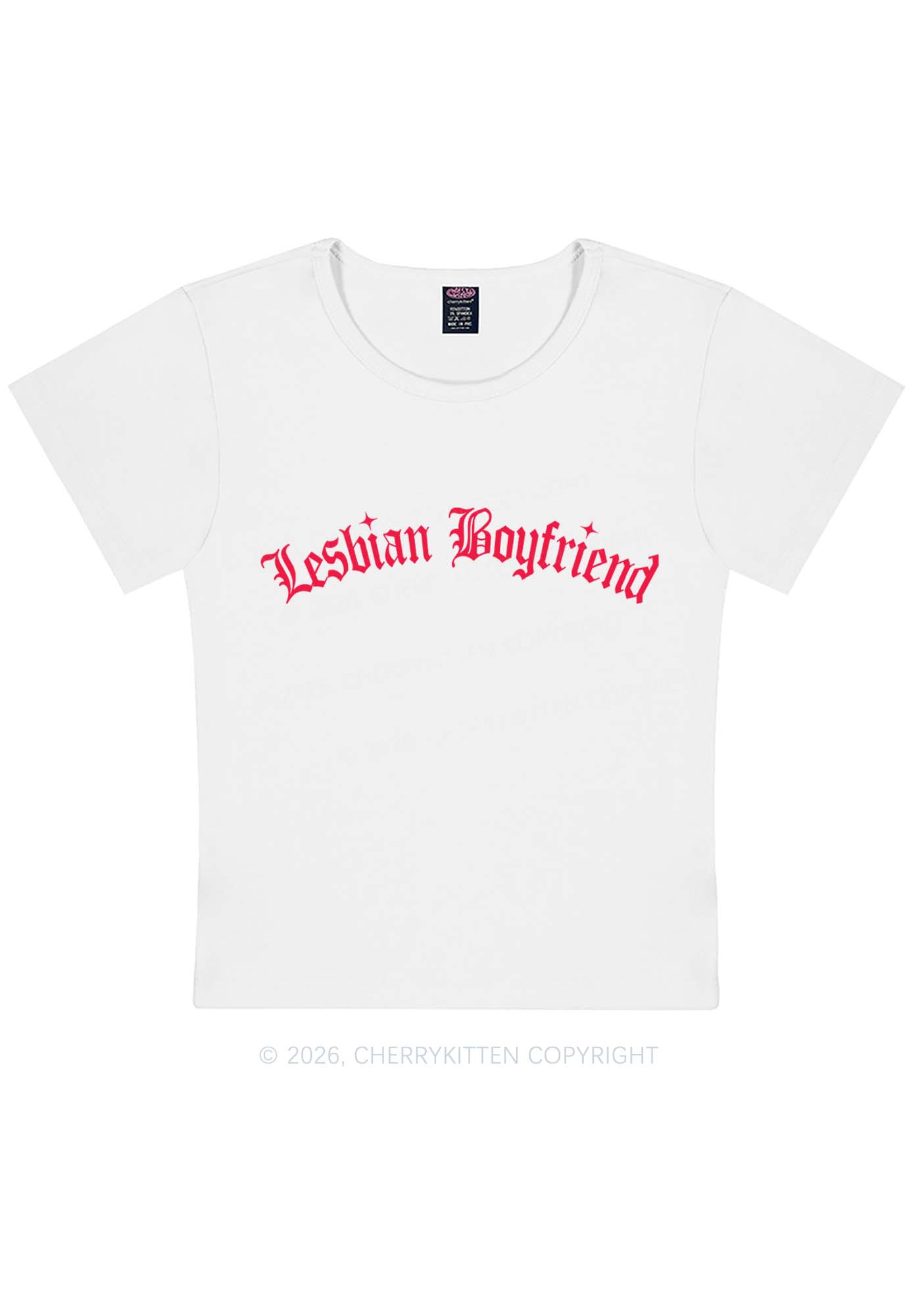 Lesbian Boyfriend Pride Y2K Baby Tee Cherrykitten