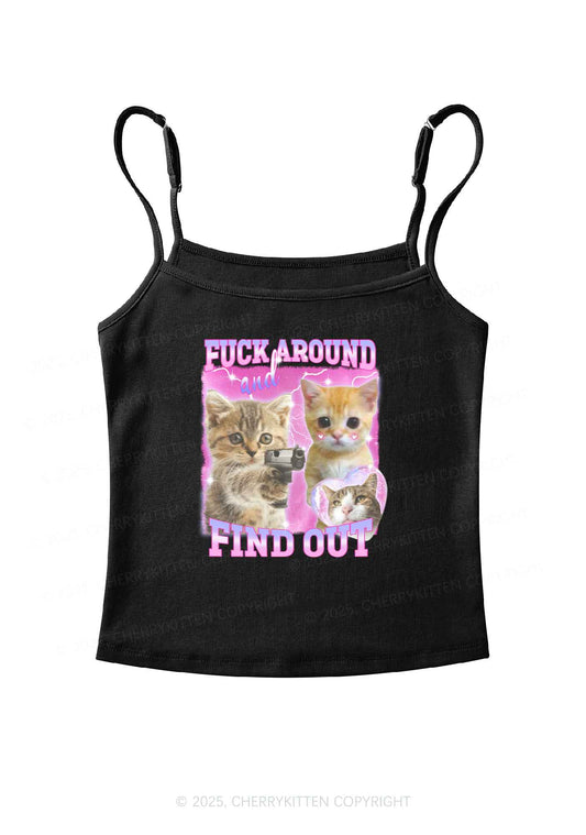 Fxxk Around Cats Y2K Spaghetti Strap Cami Cherrykitten