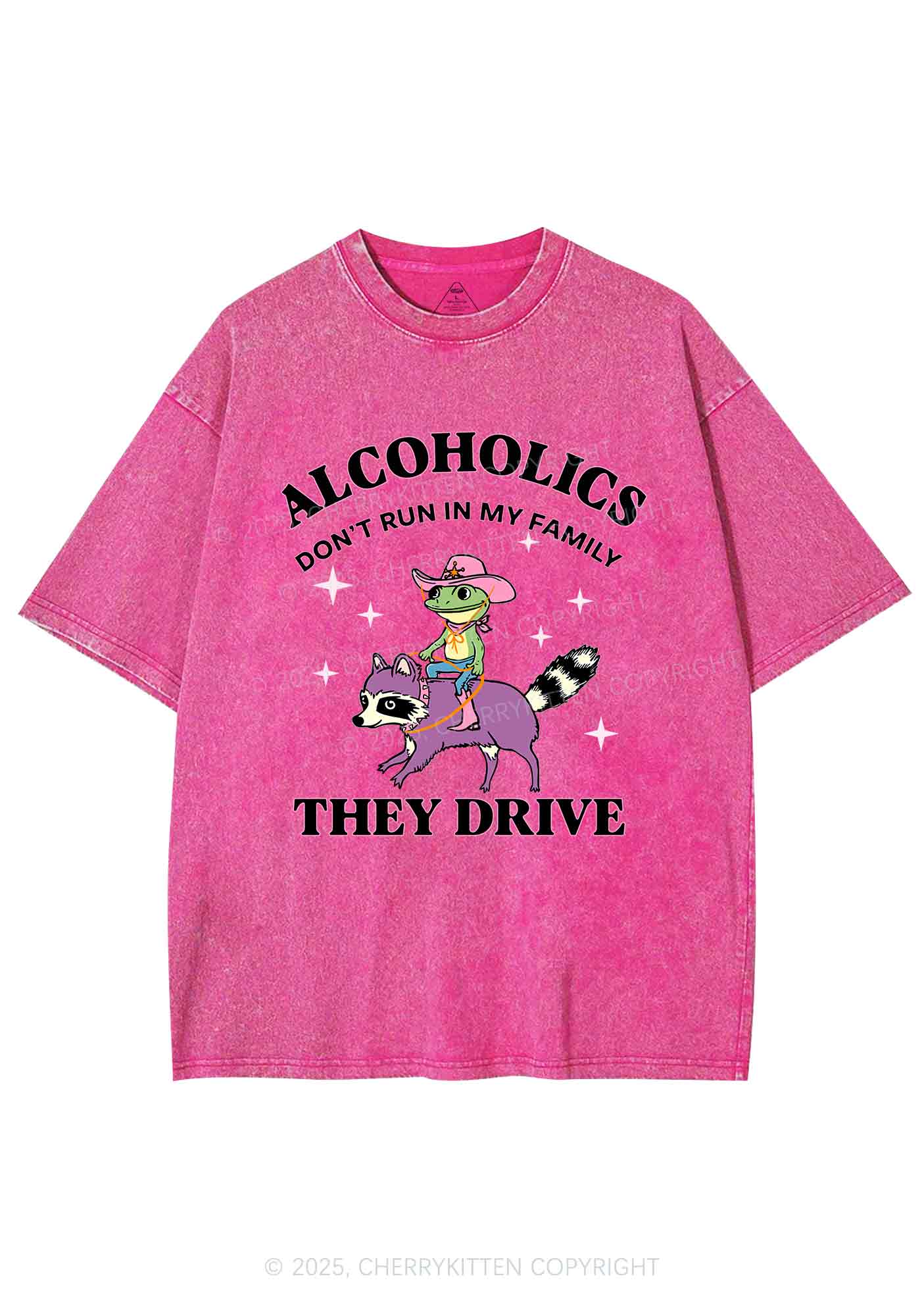Alcoholics Drive Y2K Shirts Washed Tee Cherrykitten