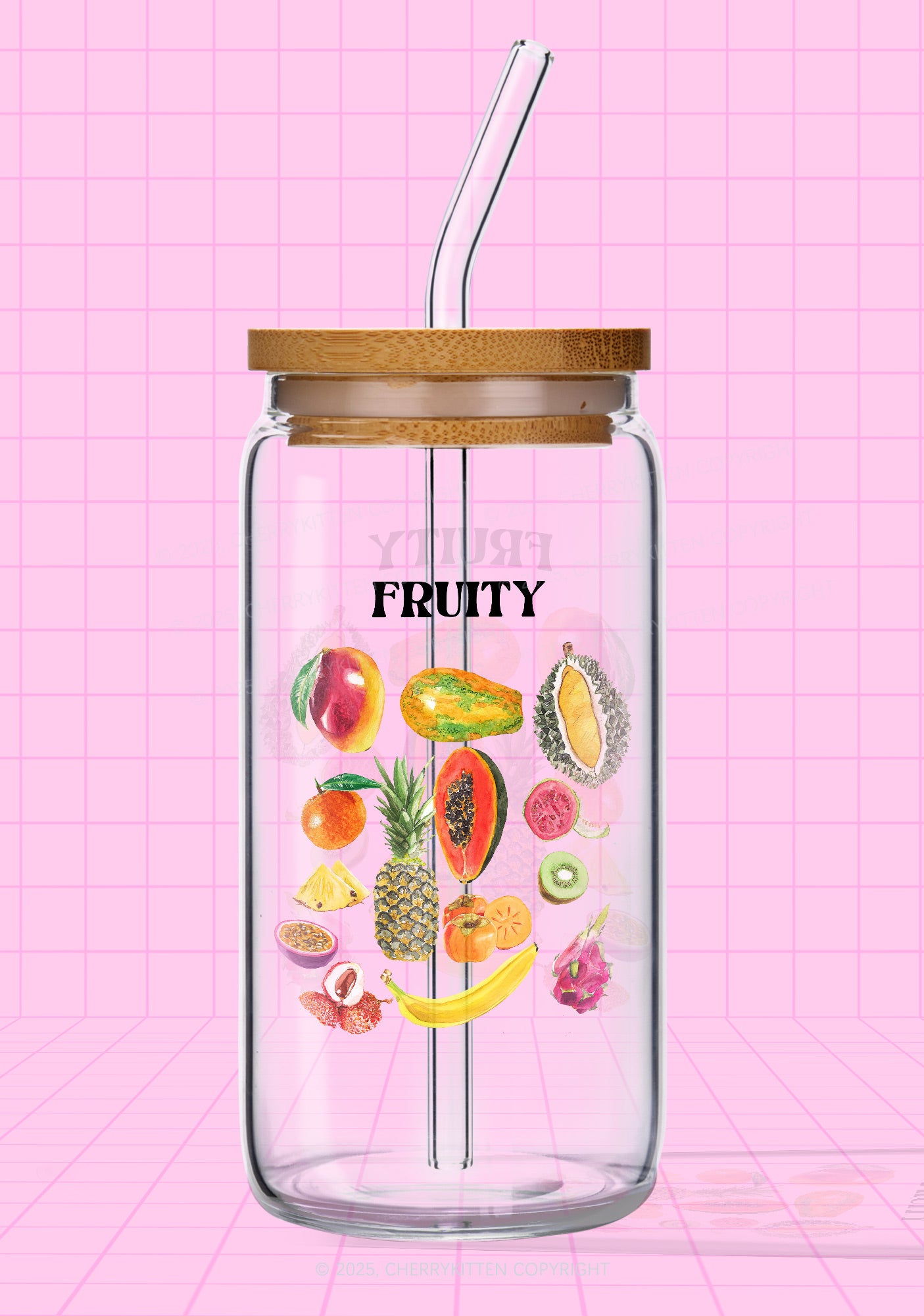 Fruity Pride Y2K Printed Glass Cup Cherrykitten