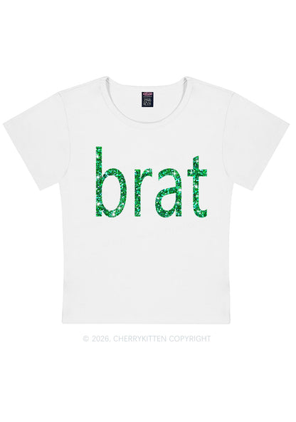 Glitter Green Brat Y2K Baby Tee Cherrykitten