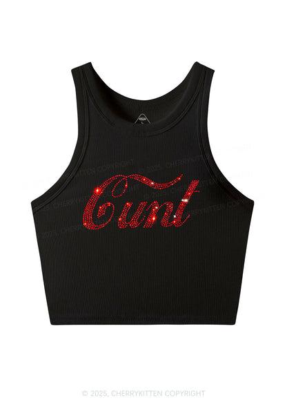 Rhinestone Special Cxxt Y2K Crop Tank Top Cherrykitten