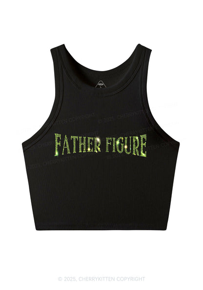 Rhinestone Father Figure Y2K Crop Tank Top Cherrykitten