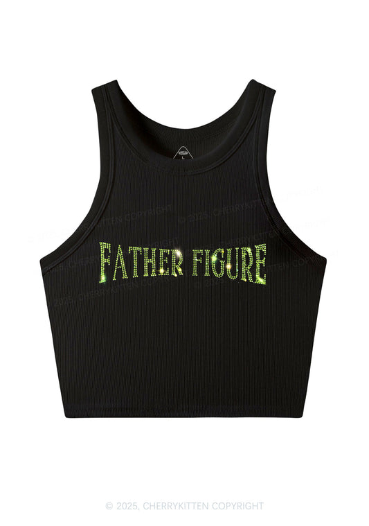 Rhinestone Father Figure Y2K Crop Tank Top Cherrykitten
