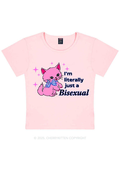 Literally Just A Bisexual Pride Y2K Baby Tee Cherrykitten